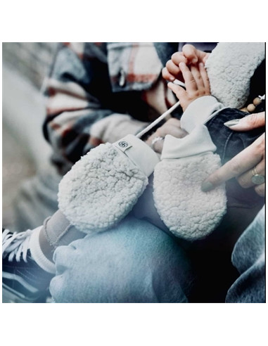 Moufles teddy 6-12mois - Off White
