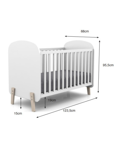 Lit bébé 60x120 - Kiddy - Satin White
