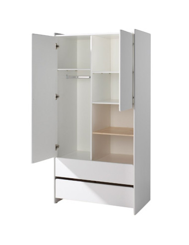 Garde-robe 2 portes + 2 tiroirs -...