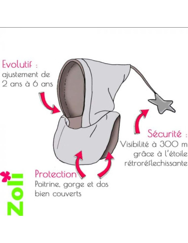 Capuchon enfant polaire - Noir/gris