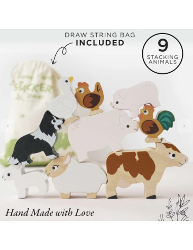 Animaux de le ferme en bois à empiler
