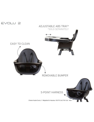 EVOLU 2 Chaise Noir / Noir 2en 1 +...