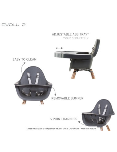 EVOLU 2 Chaise Naturel / Anthracite...