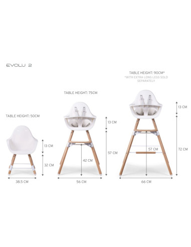 EVOLU 2 Chaise Naturel / Blanc 2en1 +...