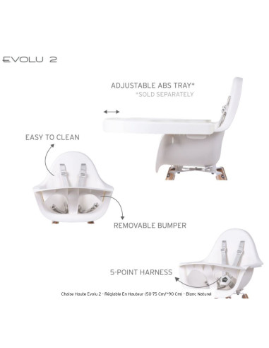 EVOLU 2 Chaise Naturel / Blanc 2en1 +...