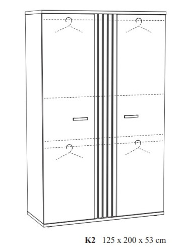 Garde-robe 2 portes - CAMILLE golden oak