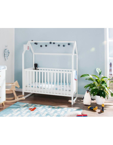 Lit cabane Blanc evolutif - 70X140