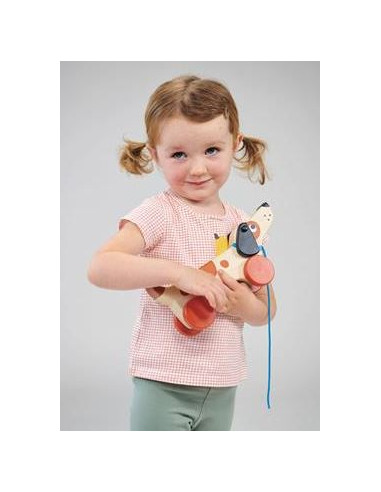 Chien en bois à tirer