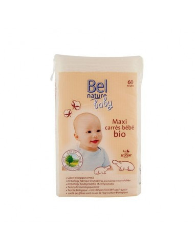 Maxi carrés coton bio - 60 pcs