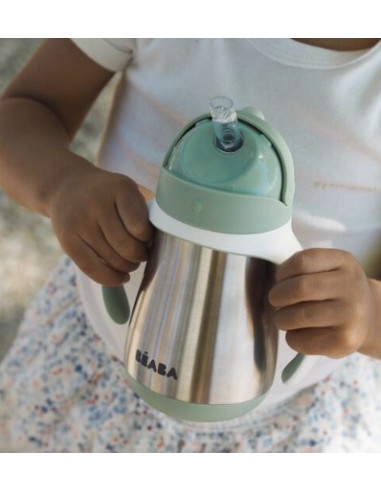 Tasse inox avec paille 250ml - Sage...