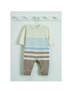 Combinaison tricot 0-3m - rayures bleues