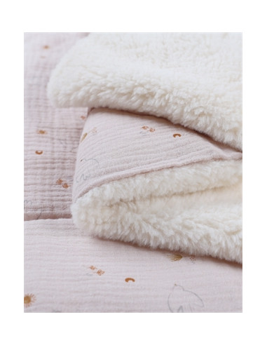 Couverture 75x100 mousseline/sherpa -...