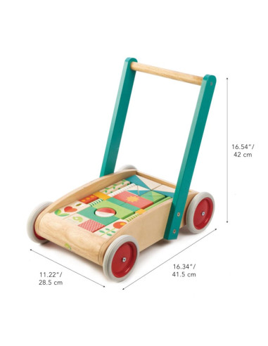 Chariot de marche en bois