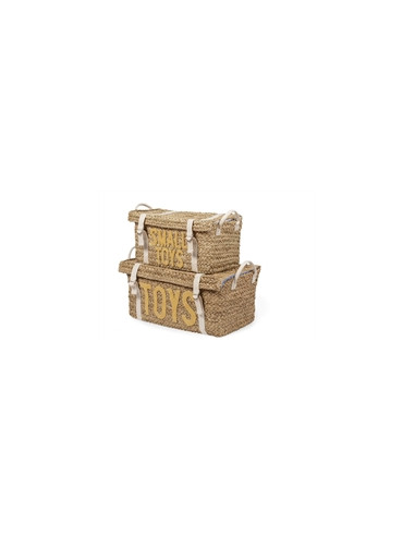 Panier déco rotin lot de 2pcs - Jaune