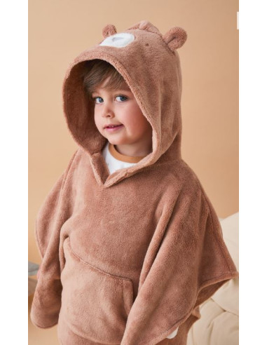 Poncho Ours brun Groloudoux - 6-18M