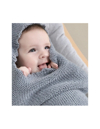Cocon d'emmaillotage Mérinos - Bleu/Gris