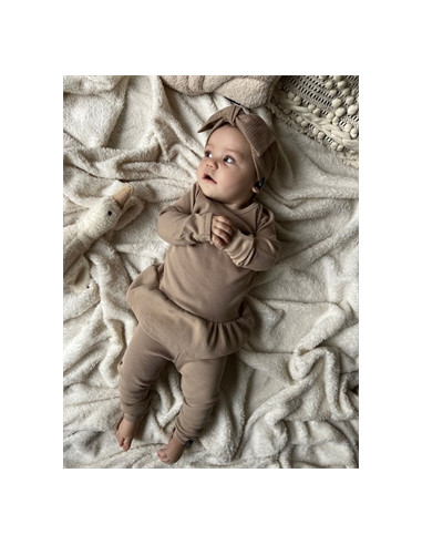 Ensemble 2 pièces rib donker beige  -...