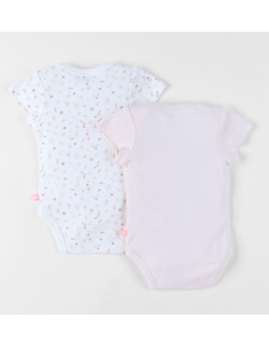 Bodys Bio croisés MC 2pces 9M - Pinky...