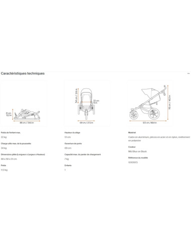Poussette Thule Urban Glide 3 châssis...