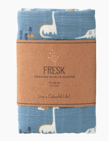 Tetra coton bio 60x70cm lot 2pcs - Dino