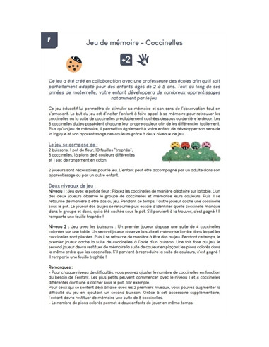 Jeu de Mémoire - Coccinelles