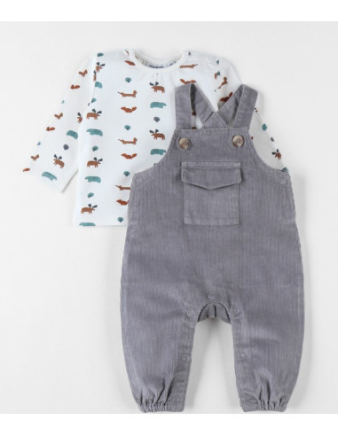 Set salopette + t-shirt Animals - 9M 
