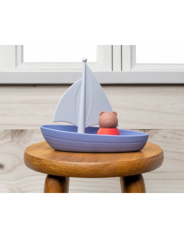 Bateau de bain en silicone et son ours