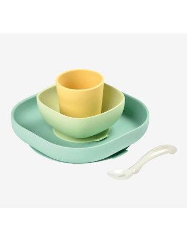Set vaisselle silicone 4 pièces - Jaune