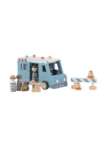 Fourgon de police en bois - Bleu