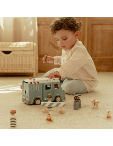 Fourgon de police en bois - Bleu