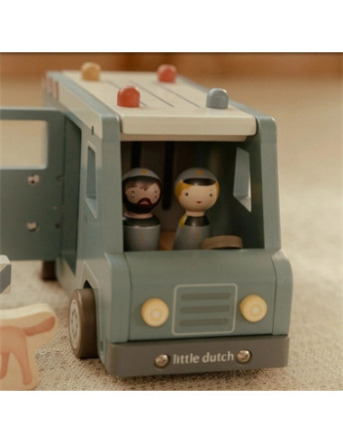 Fourgon de police en bois - Bleu