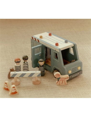 Fourgon de police en bois - Bleu