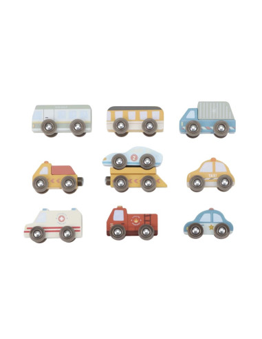 Ensemble de véhicules en bois (9pcs)... Ensemble de véhicules en bois (9pcs)...