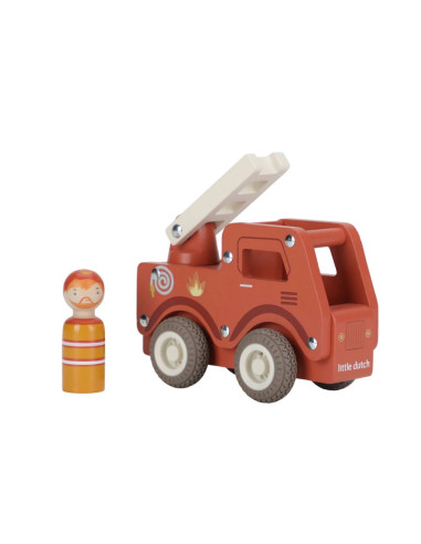 Camion de pompiers en bois - Rouge