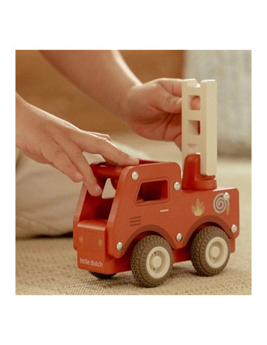 Camion de pompiers en bois - Rouge