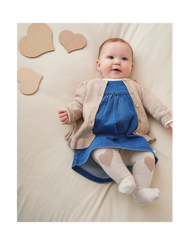 Collants coeur brodé - Beige - T24