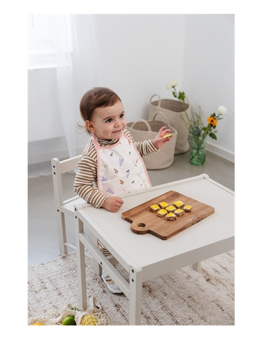 Bavoir avec poche - Happy Fruits Peach