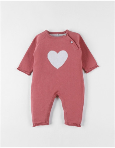Combinaison en Tricot Rose - Coeur - 1M