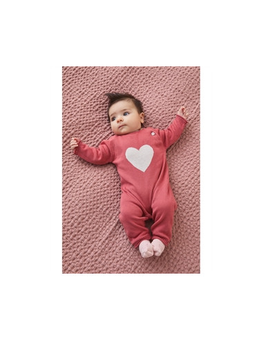 Combinaison en Tricot Rose - Coeur - 1M