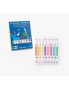 8 feutres Tampons 2 en 1 -...