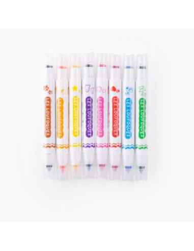 8 feutres Tampons 2 en 1 - Les Loufoques
