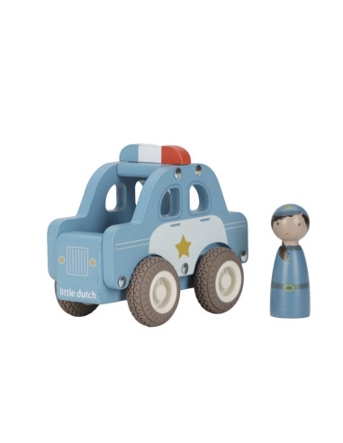 Voiture de police en bois - Bleu