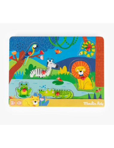 Puzzle sonore animaux en bois - Les...