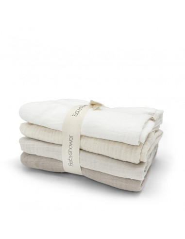 Lot de 4 tetras unis coton bio 70x70...