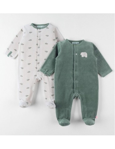 Lot de 2 pyjamas velours Animal -...