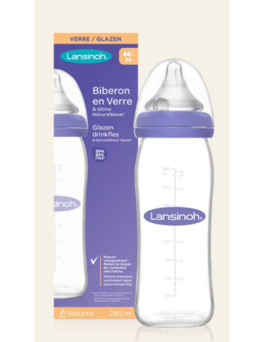Biberon Lansinoh verre Natural Wave -...