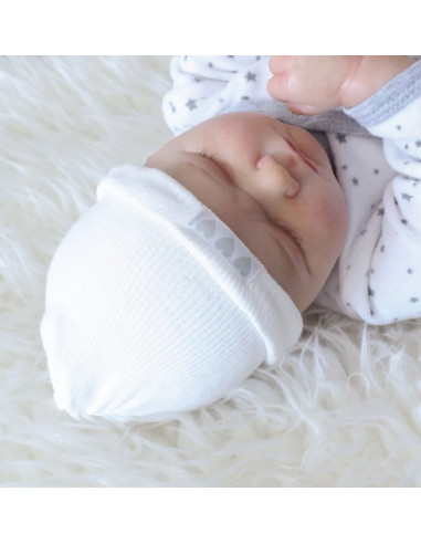 Bonnet naissance tubulaire Coton - Blanc