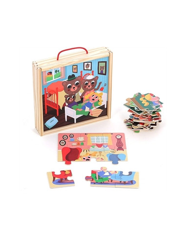Coffret de 4 puzzles en bois - Boucle...