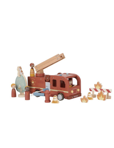 Camion de pompiers en bois - Rouge