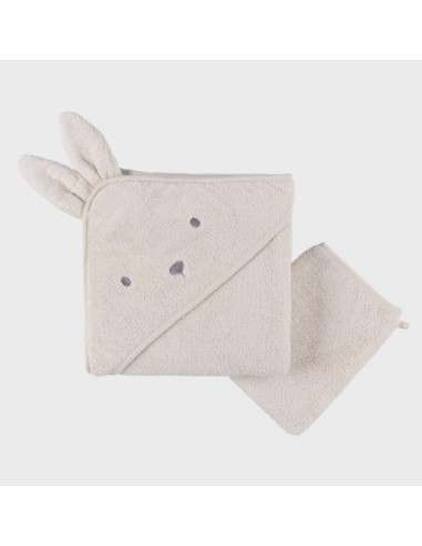 Cape de bain + gant Moka - Beige